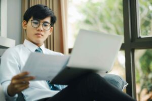Man reviewing his financial plan